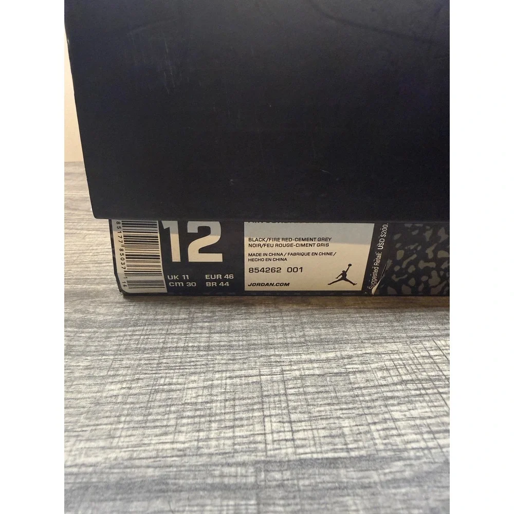 Jordan 3 Retro Black Cement 2018 Mens Size 12 Black Fire Red 854262-001 Nike Air